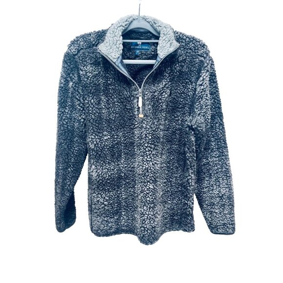 Simply Southern Women’s Jacket Faux Fur Sherpa Quarter Zip Pullover Gray Size S - Picture 2 of 12
